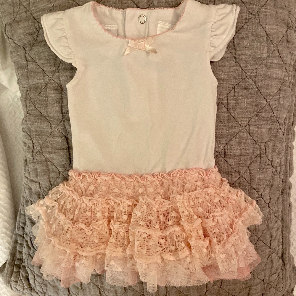 FAO Pink Heart Ruffle Tutu Onesie Dress 0-3m